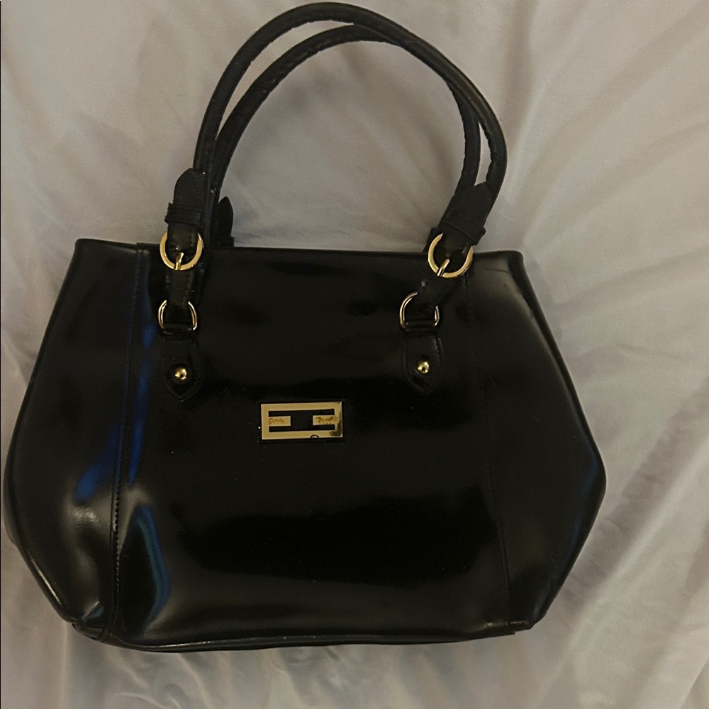 Chic Black Tote Bag with Gold Accents